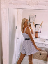 Load image into Gallery viewer, lilac gingham playsuit, gingham playsuit, summer playsuit
