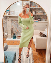 Load image into Gallery viewer, Premium Green rib knit midi jumper dress
